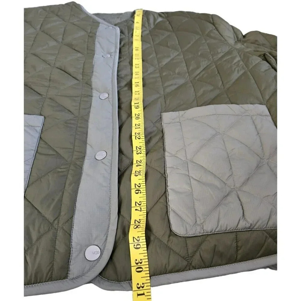 UGG Olive Amelea Reversible Quilt Oversized Jacket Long Sleeves Size M Women's - Picture 7 of 16